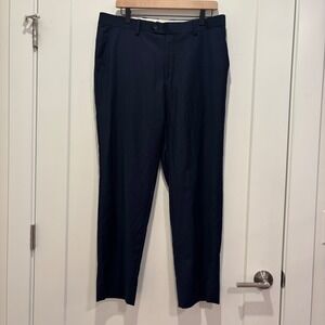 Mantoni Mens Navy Blue 100% Virgin Wool Flat Front Dress Pants Size 34 M40901